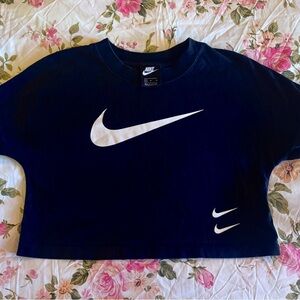 Double Nike check Black and White Logo Crop Top